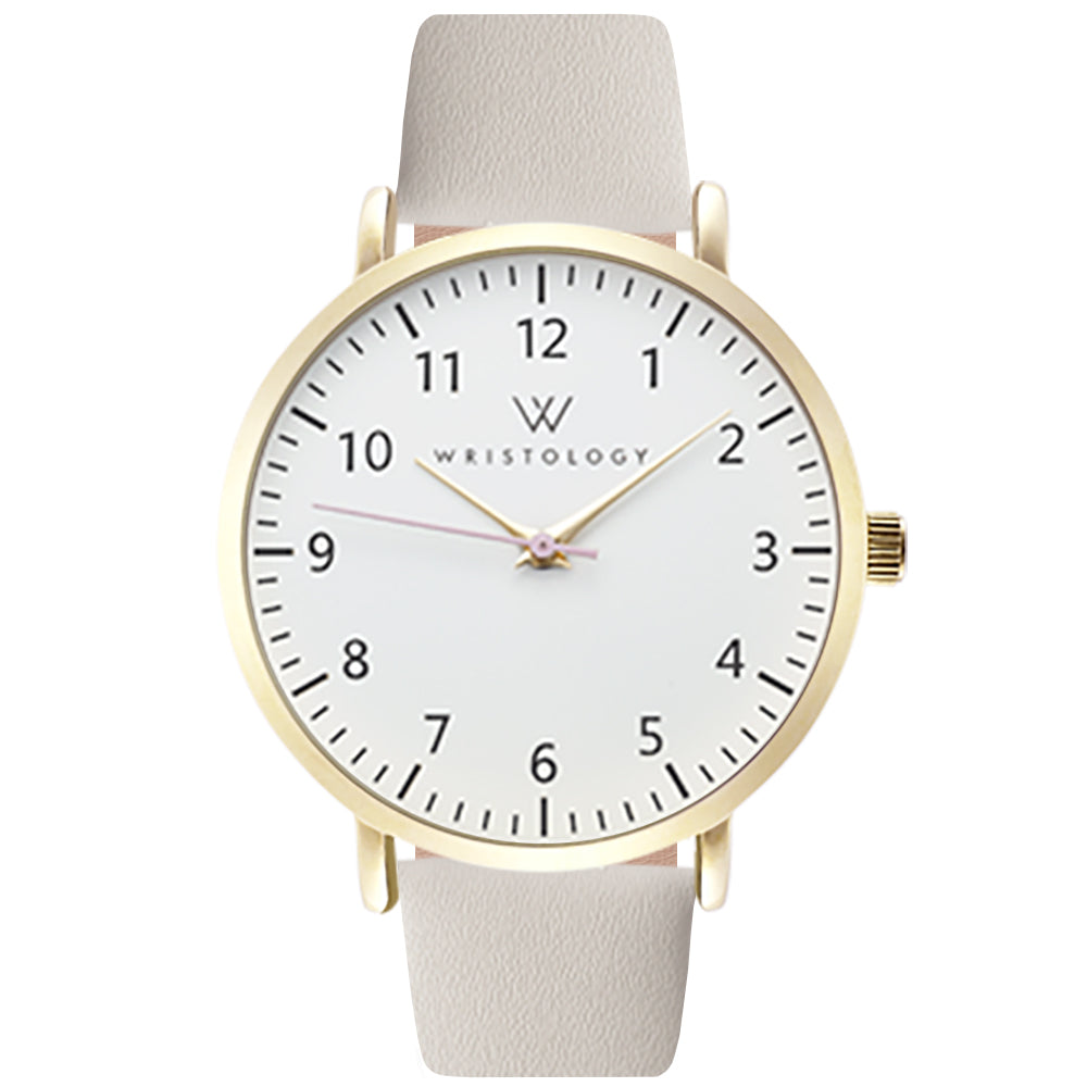 Olivia Gold Numbers Leather Watch