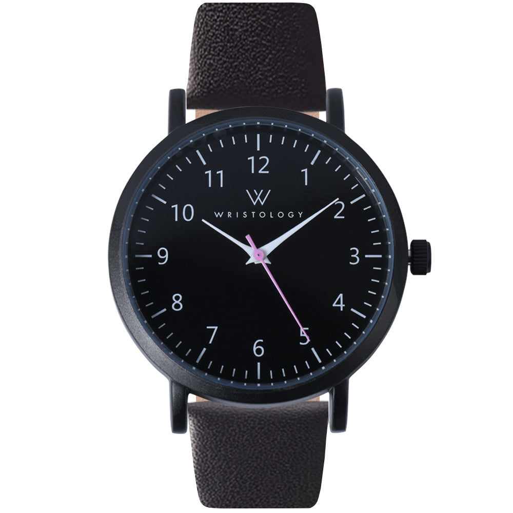 Olivia Black Dial Numbers Leather Watch