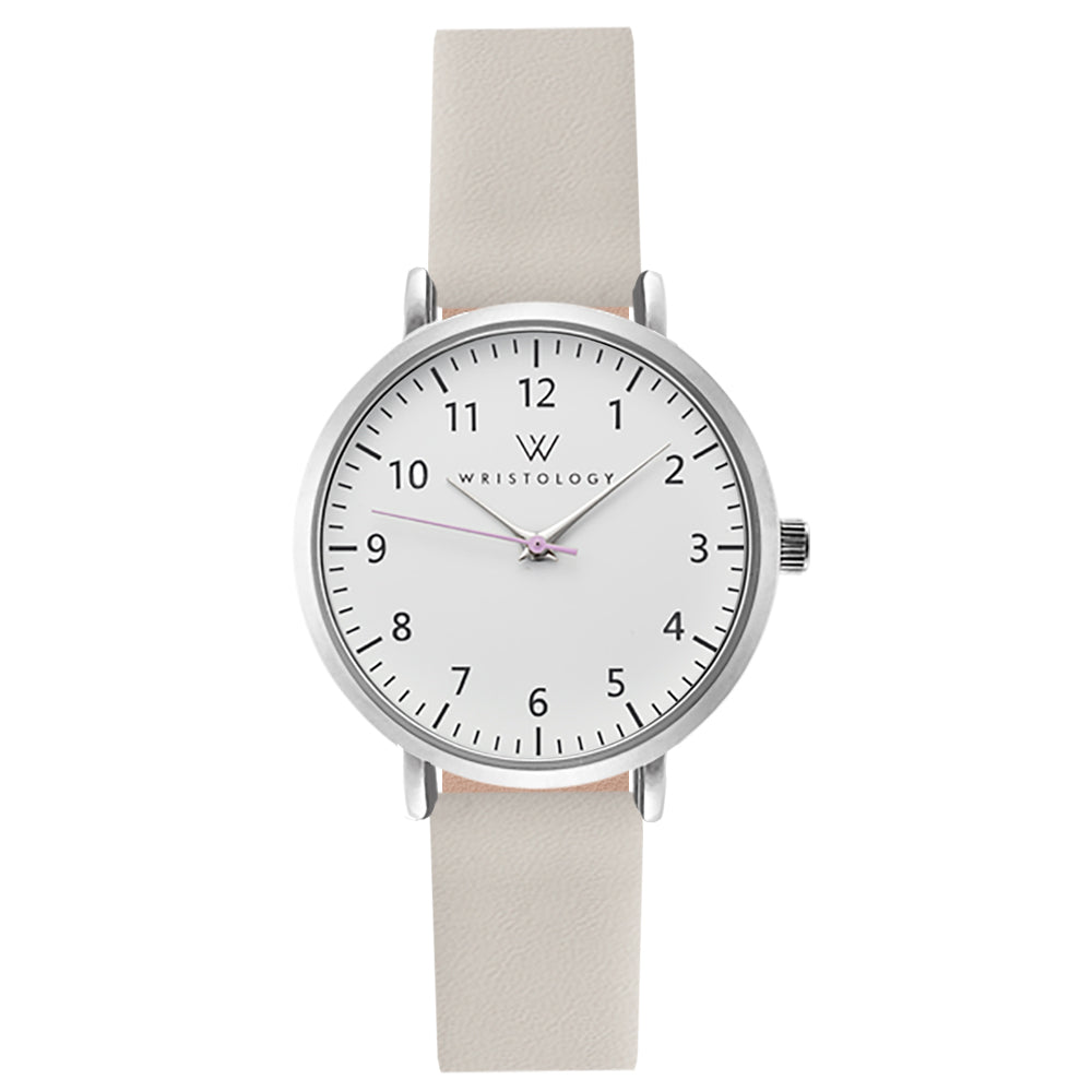 Mini Olivia Silver Leather Watch