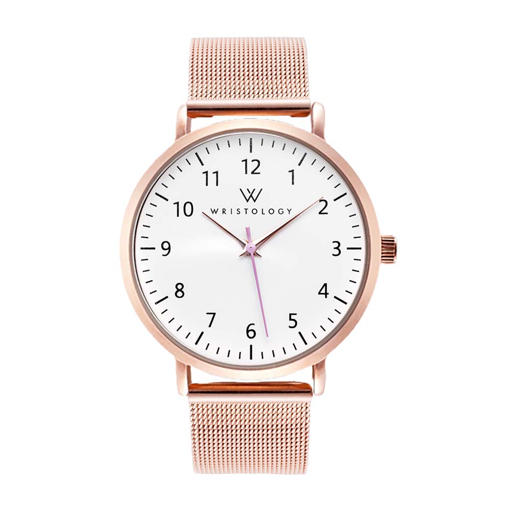 Mini Olivia Rose Gold Metal Mesh Watch