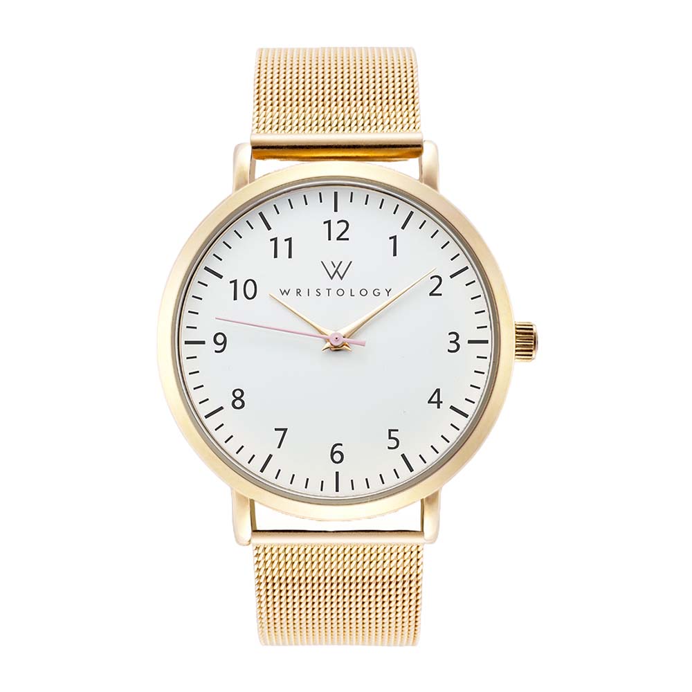 Mini Olivia Gold Metal Mesh Watch