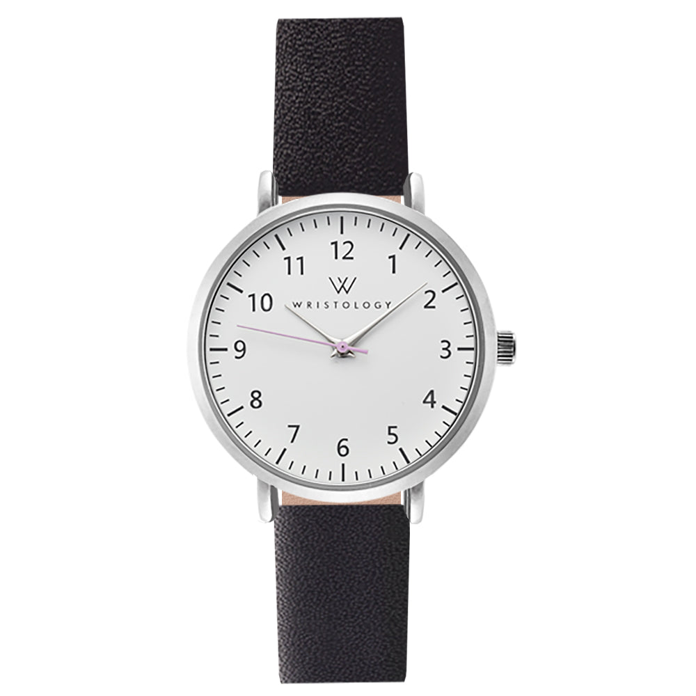Mini Olivia Silver Leather Watch