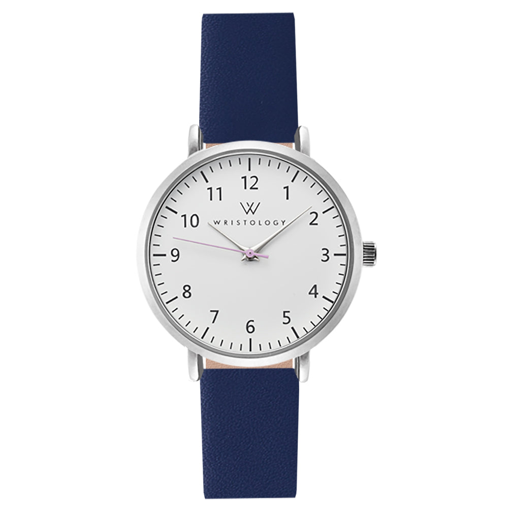Mini Olivia Silver Leather Watch