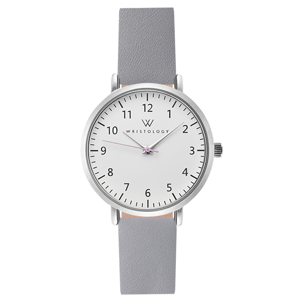 Mini Olivia Silver Leather Watch