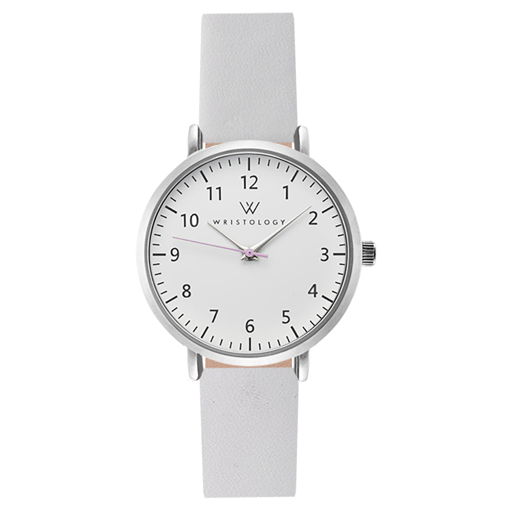 Mini Olivia Silver Leather Watch