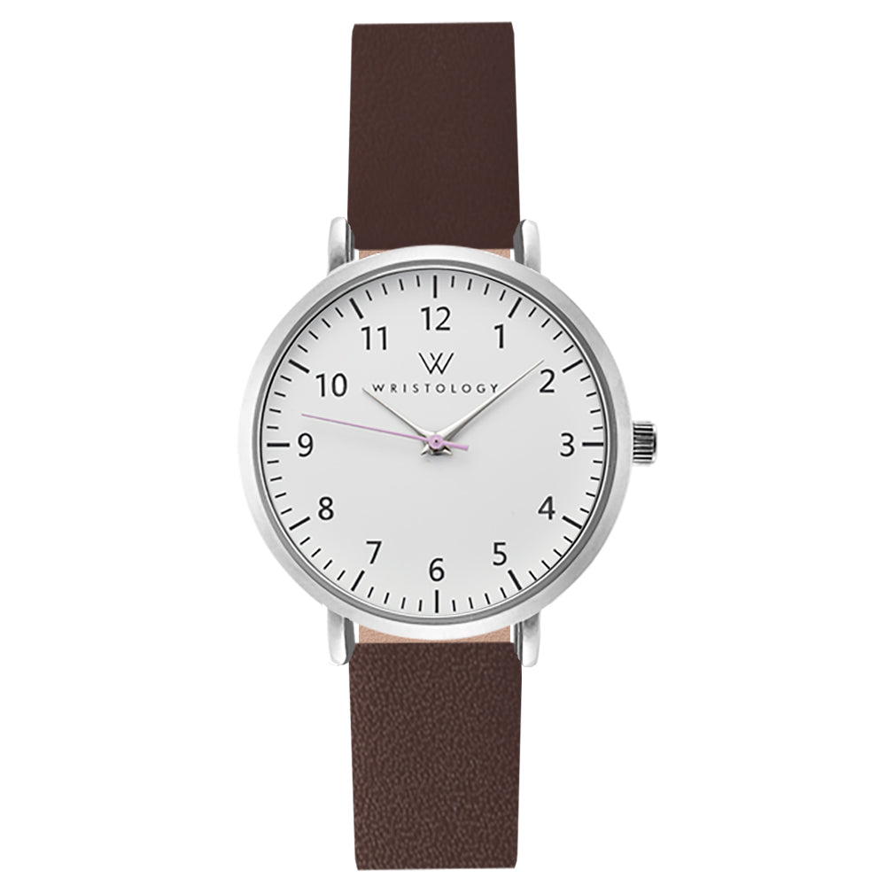 Mini Olivia Silver Leather Watch
