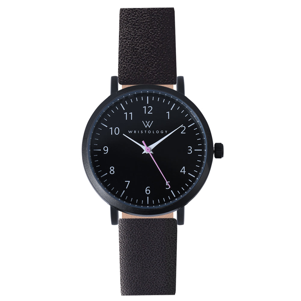 Mini Olivia Black Leather Watch