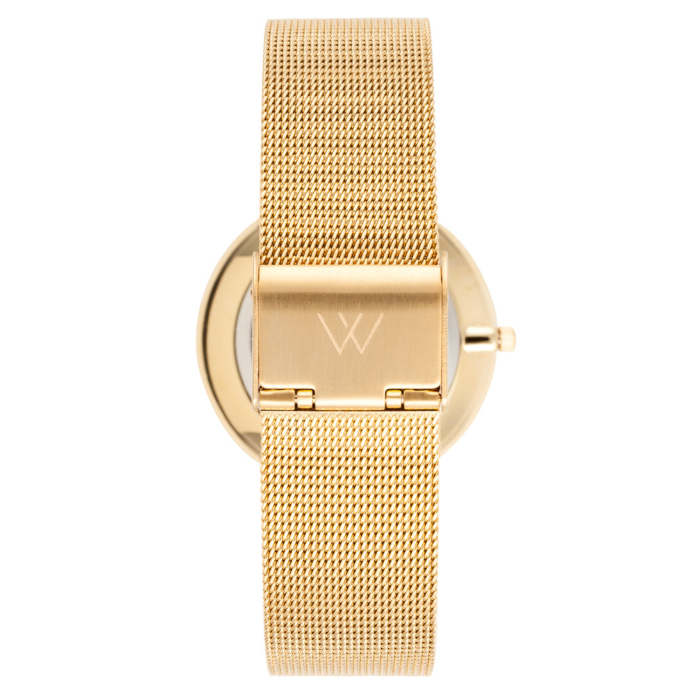 Stella Gold Dial Roman Numeral Mesh Watch