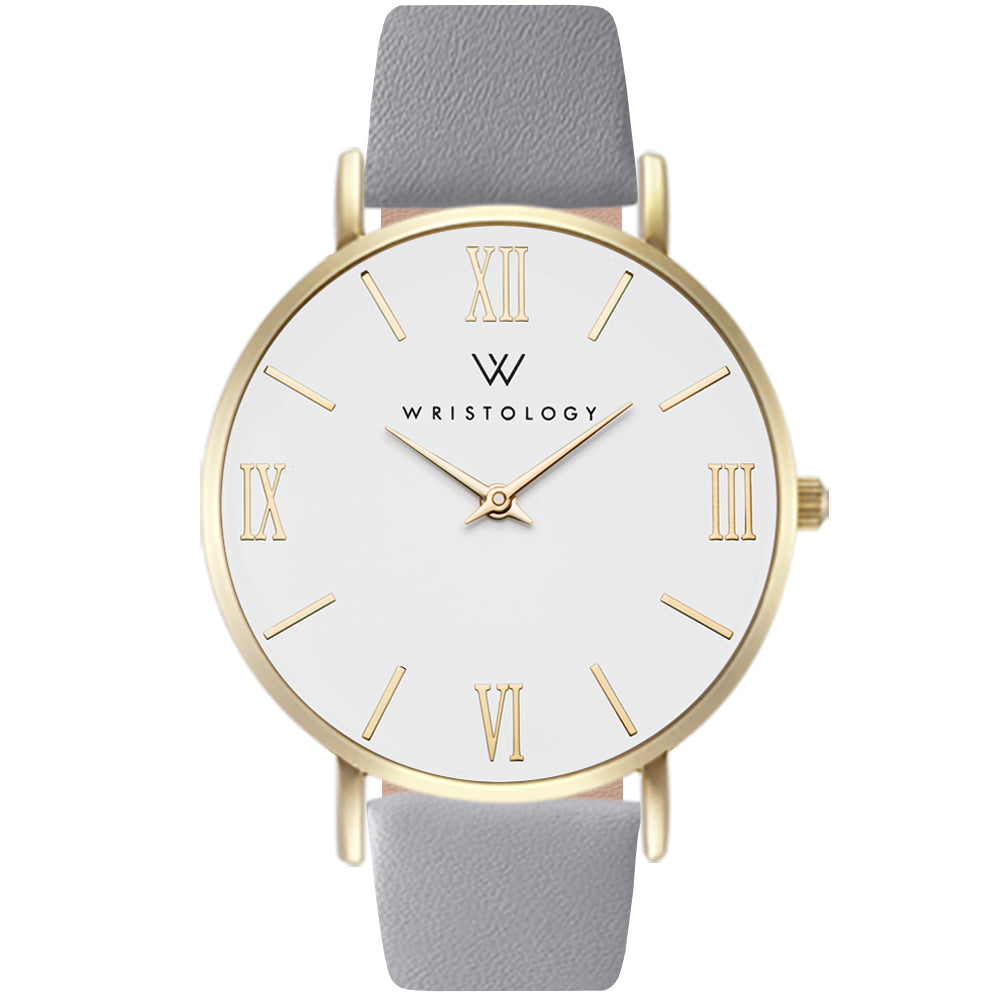 Stella Gold Dial Roman Numeral Leather Watch
