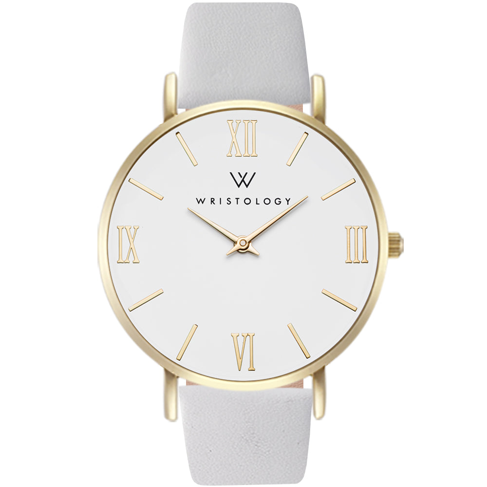 Stella Gold Dial Roman Numeral Leather Watch