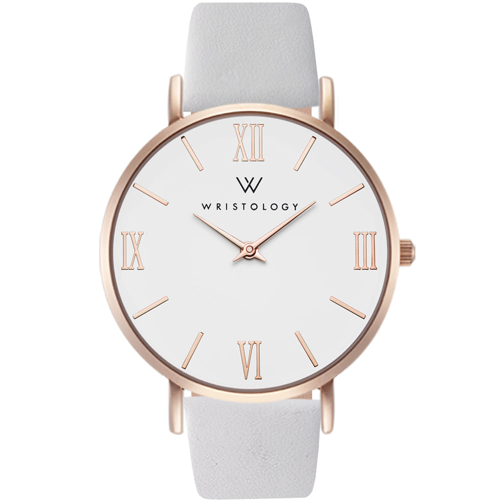 Stella Rose Gold Dial Roman Numeral Leather Watch